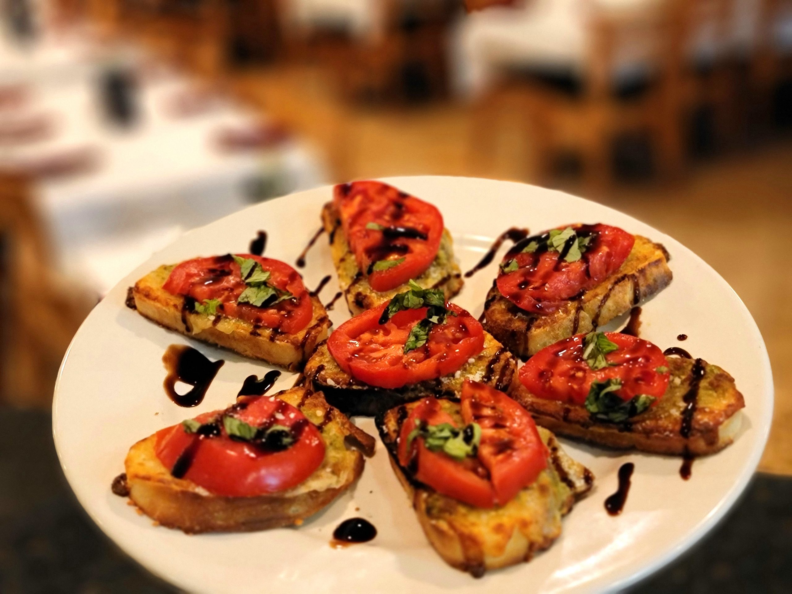 Bruschetta — grilled bread, tomato, basil and balsamic
