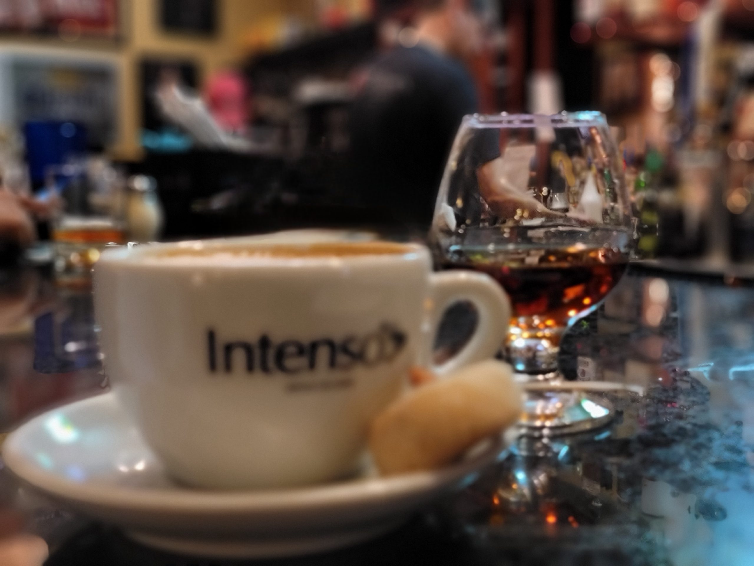 A cappuccino at the bar